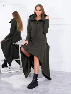 Zateplené šaty s delšími boky khaki