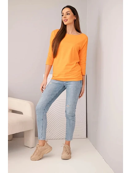Dámská halenka s lodičkovým výstřihem oranžová