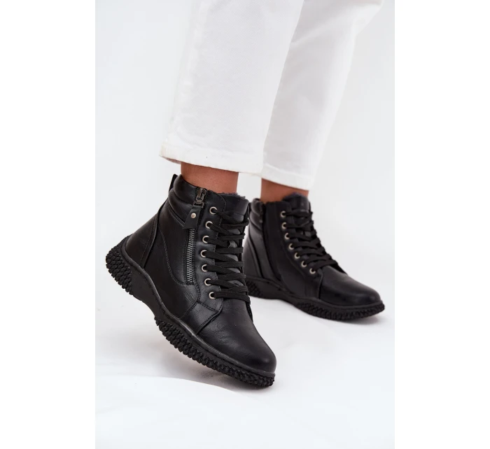 Dámské boty s teplou podšívkou z eko kůže Černé Ulverina