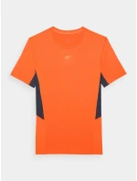 Pánské sportovní tričko slim z recyklovaných materiálů 4F - oranžové Pánské sportovní tričko slim z recyklovaných materiálů 4F - oranžové