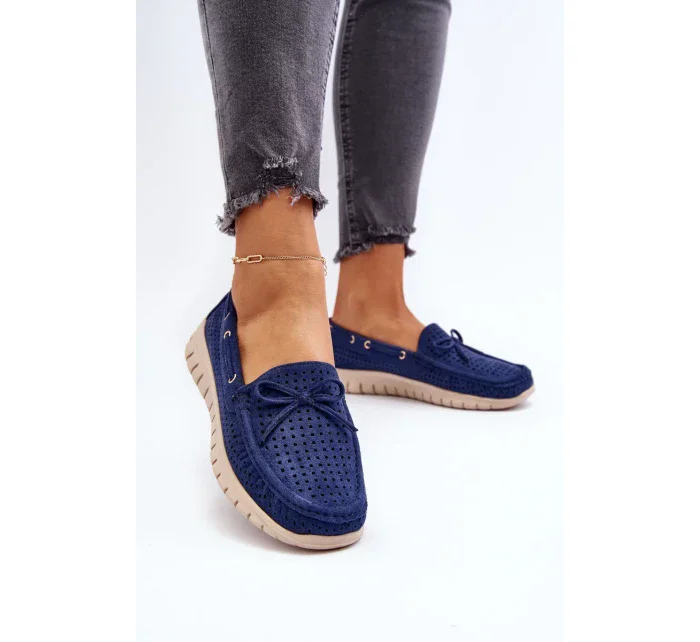 Dámské mokasíny s mašlí, tmavě modrá Reece