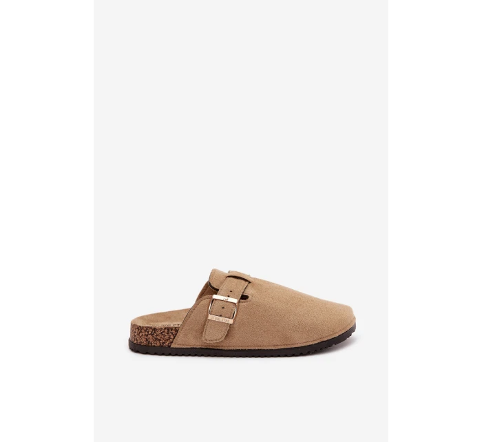 Dámské pantofle na korkové platformě Big Star – béžové