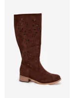 Dámské kozačky na podpatku – čokoládová model 21837092 - Kesi