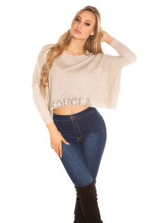Sexy KouCla Crop sweater with rhinestones