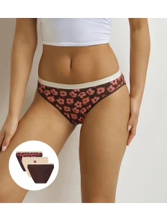 Dámské bavlněné kalhotky 3 ks DIM LES POCKETS COTTON SLIP 3x - DIM - tmavě hnědá