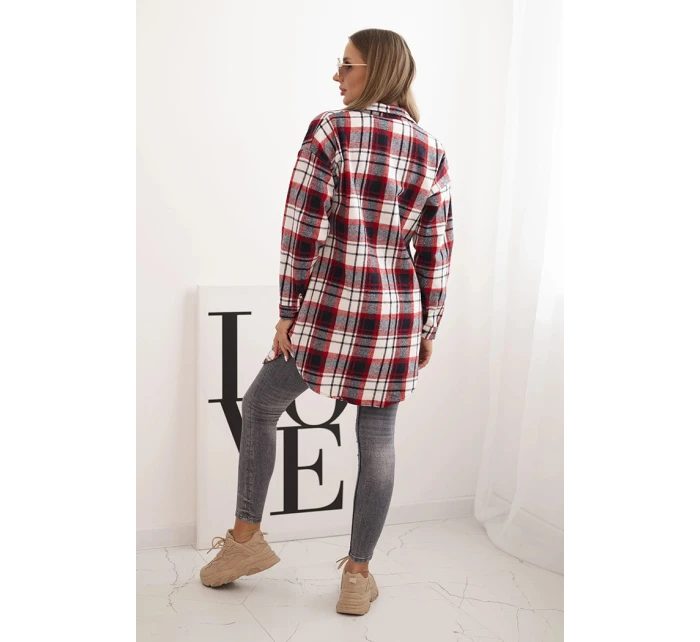 Dámská flanelová košile s dlouhým rukávem v károvaném vzoru červená