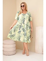 Dámské viskózové šaty pro s krátkým rukávem a potiskem světle zelená model 22043108 - K-Fashion