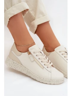 Kožené dámské polobotky se zipem béžové Dorothea