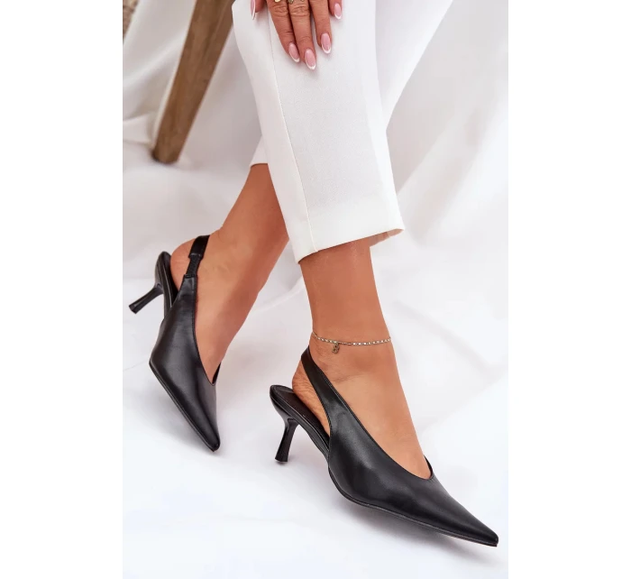 Lodičky s otevřenou patou z eko kůže Aricandia – černé Lodičky s otevřenou patou z eko kůže Aricandia – černé