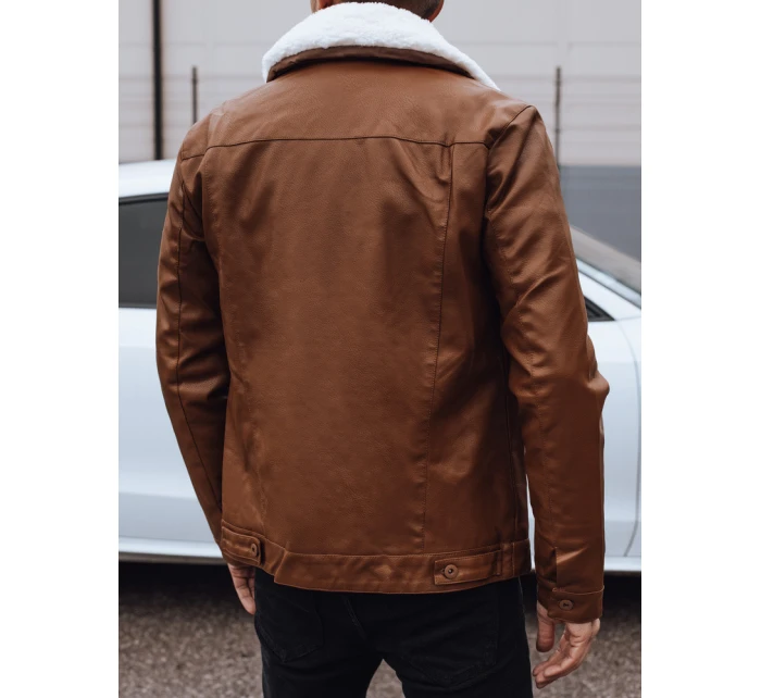 Pánská kožená bunda s kožešinou hnědá FashionStreet TX4746 Pánská kožená bunda s kožešinou hnědá FashionStreet TX4746
