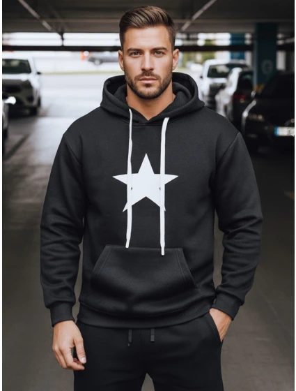 Pánská mikina s kapucí černá model 21993019 - Dstreet Pánská mikina s kapucí černá model 21993019 - Dstreet