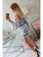 Modré květinové šaty s pruhy Modré květinové šaty s pruhy