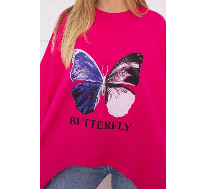 Oversize halenka s potiskem fuchsiová Oversize halenka s potiskem fuchsiová