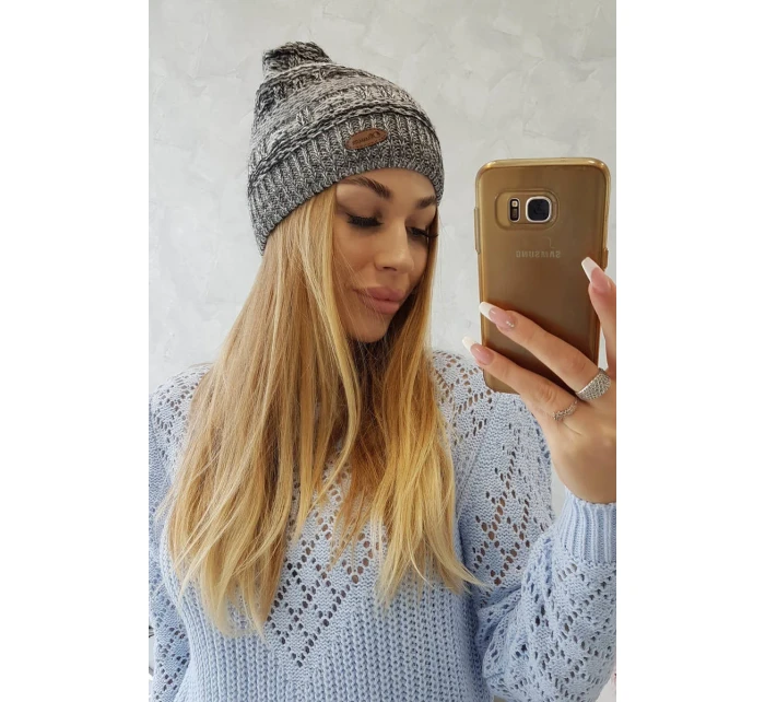 Čepice s fleecem Patrycja K254 černá+šedá