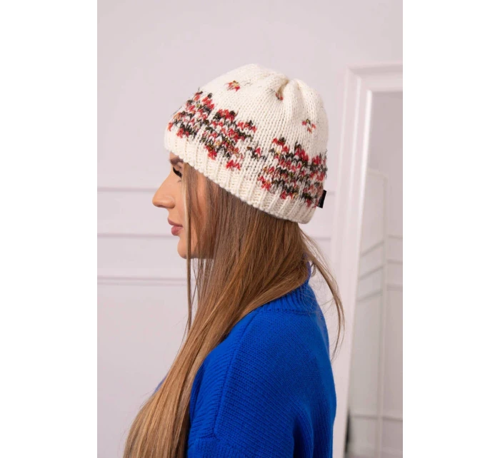 Dámská čepice Florence K350 ecru+red Dámská čepice Florence K350 ecru+red