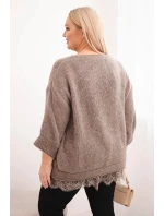 Dámská souprava svetr s V výstřihem a viskózová blůza s krajkovým spodkem fango Dámská souprava svetr s V výstřihem a viskózová blůza s krajkovým spodkem fango