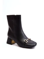 Boty Na Podpatku S Ozdobou Černé model 21643263 - Boto