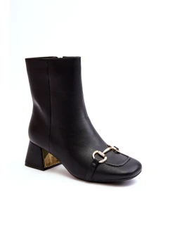 Boty Na Podpatku S Ozdobou Černé model 21643263 - Boto