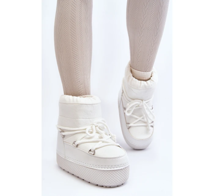 Dámské bílé zimní boty s vázáním model 21644962 - Boto Dámské bílé zimní boty s vázáním model 21644962 - Boto