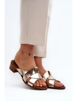 Zazoo 40236 Kožené dámské klínky na nízkém podpatku zlaté