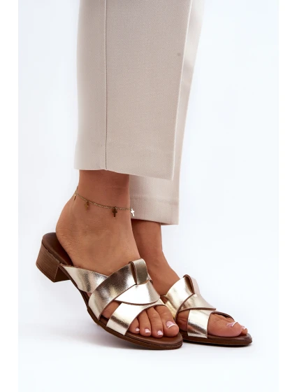 Zazoo 40236 Kožené dámské klínky na nízkém podpatku zlaté