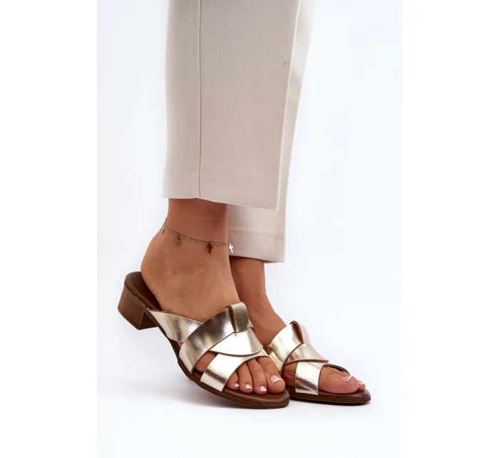 Zazoo 40236 Kožené dámské klínky na nízkém podpatku zlaté