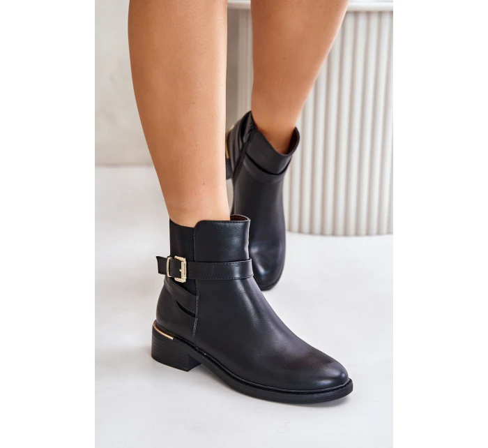Dámské boty na nízkém podpatku eko kůže černé model 21674185 - Boto Dámské boty na nízkém podpatku eko kůže černé model 21674185 - Boto
