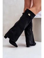 Kozačky Na Podpatku S  Zateplené Černé model 21677665 - Boto