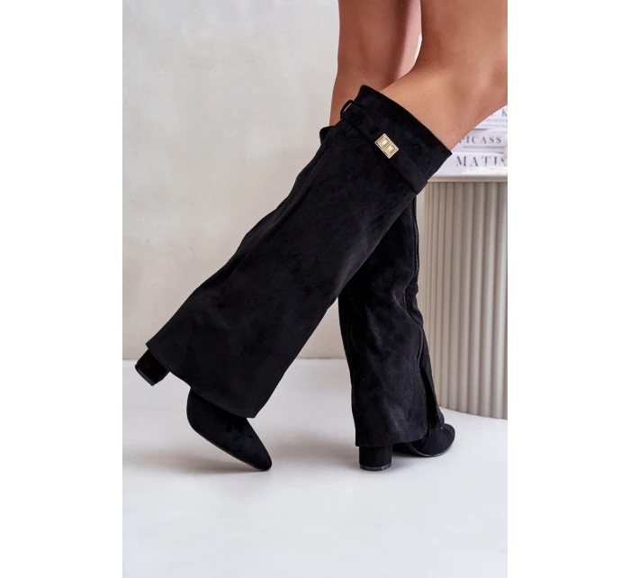 Kozačky Na Podpatku S  Zateplené Černé model 21677665 - Boto