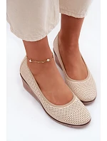 Dámské polobotky na platformě model 22067188 světle béžové - VINCEZA