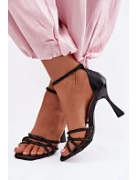 Dámské sandály na podpatku se třpytkami Černé Redira