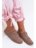 Prodyšné semišové polobotky tmavě béžové Flaria