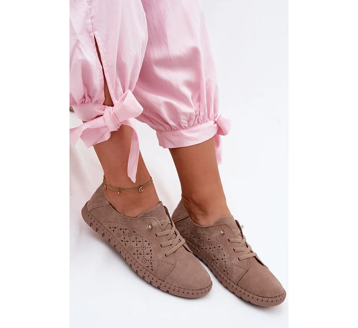 semišové polobotky tmavě béžové model 22123254 - Boto