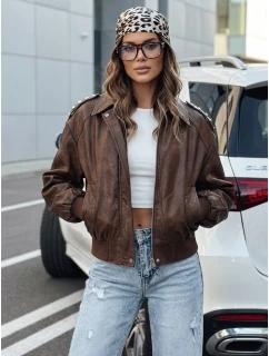 Dámská kožená bunda bomber hnědá FashionStreet TY5219