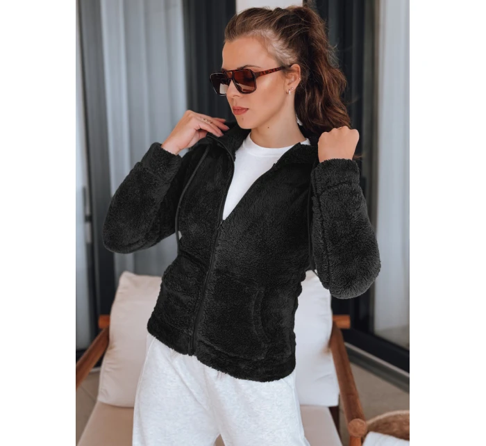 Dámská mikina s kapucí černá FashionStreet BY1556 Dámská mikina s kapucí černá FashionStreet BY1556