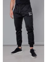 Černé pánské teplákové kalhoty s potiskem (8K178-3)