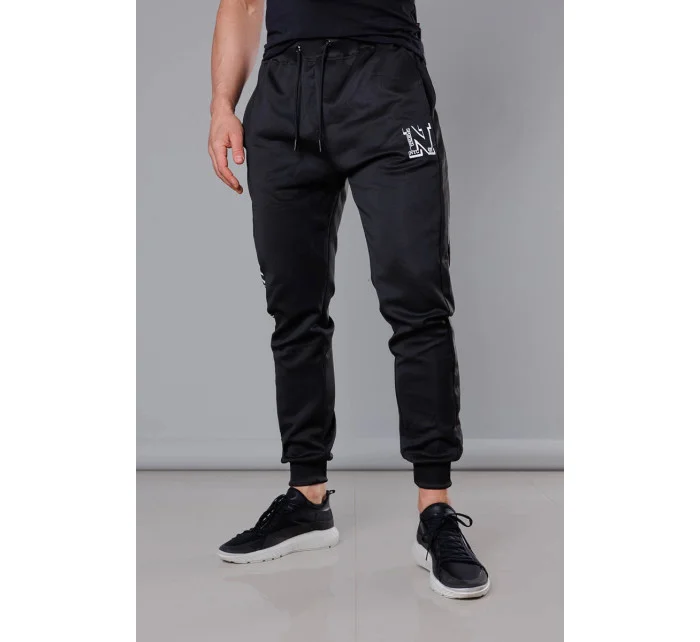 Černé pánské teplákové kalhoty s potiskem (8K178-3)