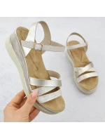 Dámské zlaté sandály na podpatku Vinceza 15358