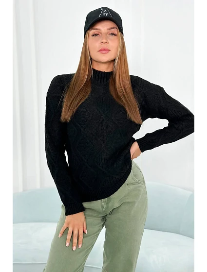 Svetr s model 18960115 vazbou černý - K-Fashion