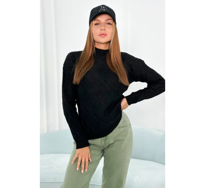 Svetr s model 18960115 vazbou černý - K-Fashion Svetr s model 18960115 vazbou černý - K-Fashion