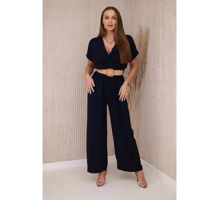 Kombinéza s ozdobným páskem v pase námořnictvo Kombinéza s ozdobným páskem v pase námořnictvo