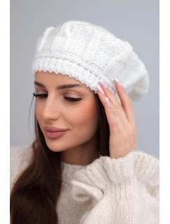 Dámská zimní vlna čepice baret K414 ecru