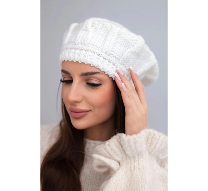 Dámská zimní vlna čepice baret K414 ecru