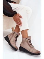Kožené dámské kotníkové boty na platformě zateplené Vinceza 39963 béžové Kožené dámské kotníkové boty na platformě zateplené Vinceza 39963 béžové