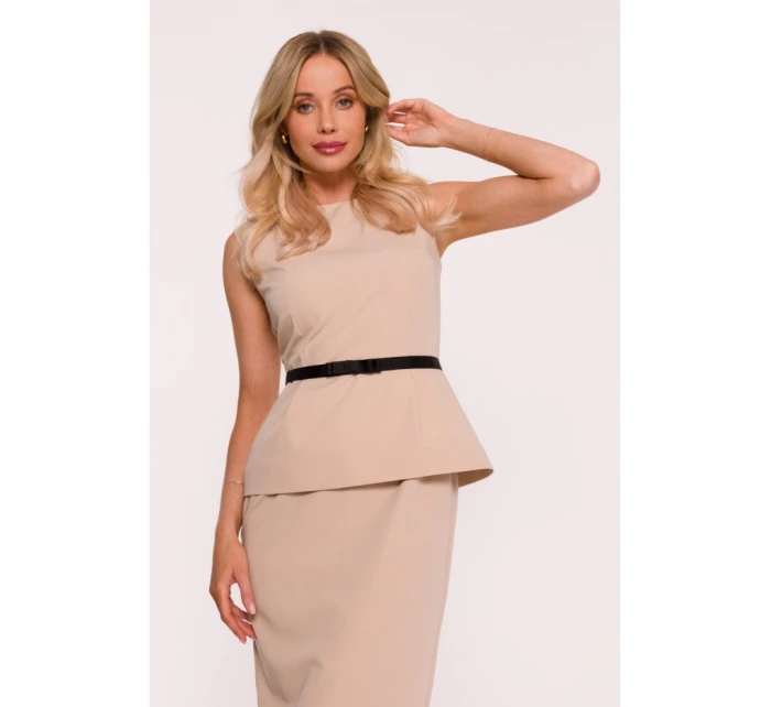 S427 Peplum šaty - béžové S427 Peplum šaty - béžové