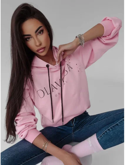 Dámská mikina model 19650878 pudrově růžová - Ola Voga
