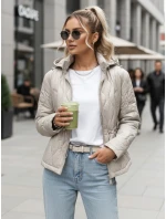 Dámská prošívaná bunda s kapucí světle šedá FashionStreet TY5535 Dámská prošívaná bunda s kapucí světle šedá FashionStreet TY5535