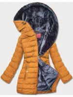 Tmavě žlutá dámská zimní bunda s kožešinovou podšívkou (m-13) Tmavě žlutá dámská zimní bunda s kožešinovou podšívkou (m-13)