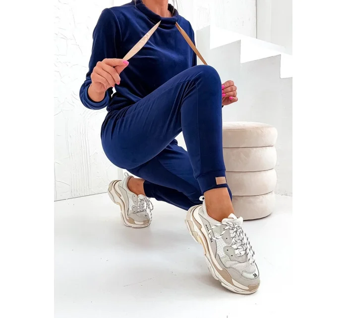 Tmavě modrý velurový dámský komplet model 20878962 - Moon