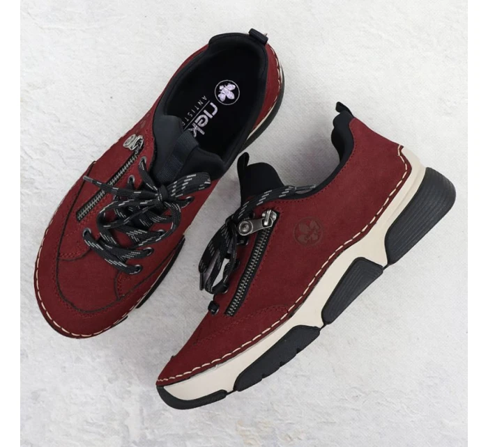 Pohodlné dámské polobotky bordó model 21905304 - Rieker Pohodlné dámské polobotky bordó model 21905304 - Rieker